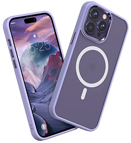 MATEPROX Magnetic Case for iPhone 14 Pro Max Case, Compatible with MagSafe Ultra Slim Anti Yellow Protective Translucent Matte Cover Cases for iPhone 14 Pro Max 6.7'' 2022-Light purple