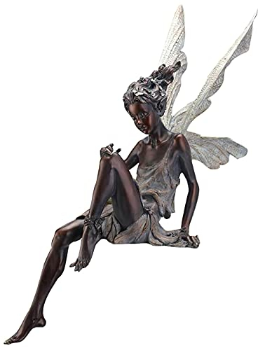 Feenfigur aus Kunstharz Brunnen Dekofigur Veranda Engel Skulptur braun