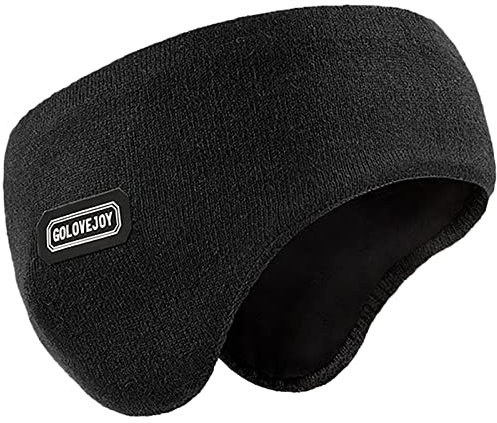 Malaxlx Black Winter Fleece Ear Warmers Muffs Headband Ear Covers for Men Women Ski Running Cycling Hiking
