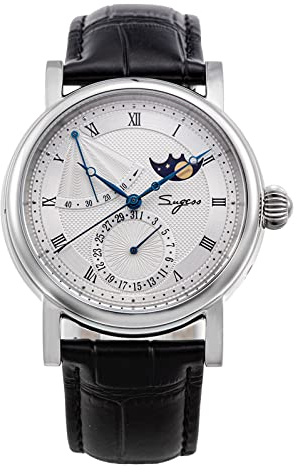 SUGESS Seagull ST2153 Automatische Mondphasen-Saphir-Anzeige, Hi Beat 1963 BNIB, weiß, Armband