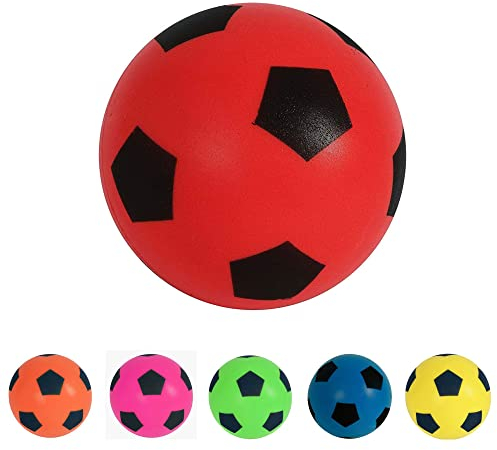 HTI Fun Sport Softball - Palla da calcio, misura 5, 20 cm, per interni ed esterni, in gommapiuma, per ore di divertimento, per adulti, ragazzi e ragazze di tutte le età (Red 19.4cm)