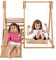 3 in 1 Multifunktions Klettergerüst Set Holzspielzeug für Kinder mit Klettergerüst, Schaukel, Rutsche, Rutsche und Schaukel für Kinder Kombispielzeug für drinnen (C)
