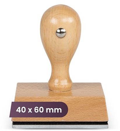Custom Wooden Stamp – Personalised with Logo or Text, 7 Sizes (Round & Square) – Durable Rubber Stamp for Business, Office, Craft & Branding (40 x 60mm)