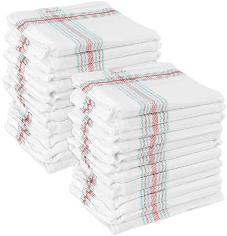 CHELY INTERMARKET Paños Cocina Pack 24 Unidades 45x45cm Blanco Algodón Suave Alta Absorción Reutilizables Secado Rápido Vajilla Hogar Restaurantes Cocina Profesional Lavables