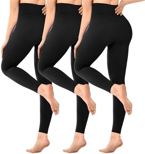 SINOPHANT 3er Pack Leggings Damen High Waist, Blickdicht Schwarze Leggings für Gym Yoga Sport, Schwarz/Schwarz/Schwarz, XXL