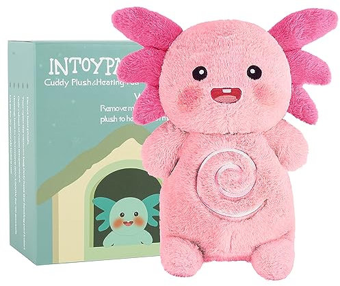 Intoypad Axolotl Microwavable Heating Pad - Soft Cozy Plush Pillow for Kids and Women, Kawaii Hot Stuffed Animal Toy,Lavender Warmth (Pink)