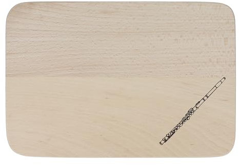 Schneidebrett aus Buchenholz mit musikalischen Motiven (Querflöte)