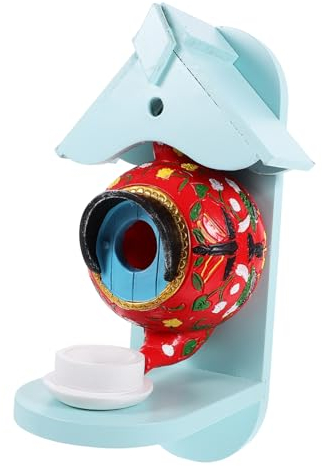 Happyyami Budgie Cockatiel Breeding Box Wall Mounted Bird House for Outdoor Yard Small Parrots Comfortable Resting Habitat