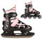 Nils Extreme 2-In-1 Inliner Eishockey Chaska, Farbe:Rosa-Weiß, Größe:S(31-34)
