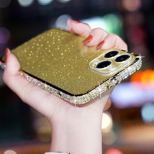 DMaos Compatible with iPhone 12 Pro Max Diamond Bumper Case for Women, Sparkly Rhinestone Snake Design Metal Bumper, Bling Luxury 6.7'' 2020 - Gold