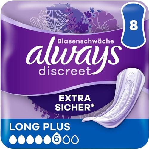 Always Discreet Inkontinenzeinlagen Für Frauen Long Plus 8 Stück Extra Sicher & Diskret