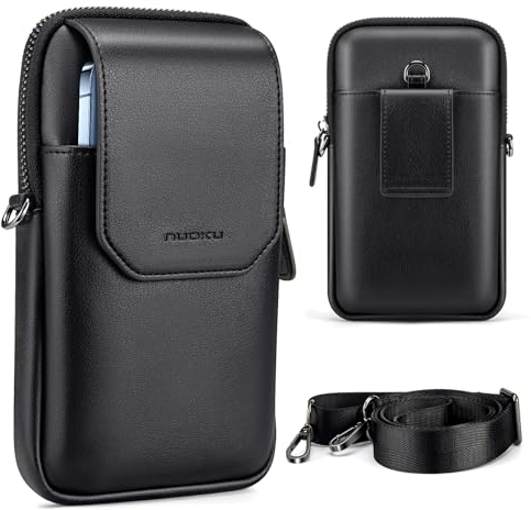 nuoku Gürteltasche Herren mit Gürtelschlaufe für iPhone 17/16/15/14/13/12 Pro Max Series, Smartphone Handytasche Gürtel Halter Samsung Galaxy S25 S24 S23 Ultra, Mehrzweck Handy Gürteltasche(Schwarz)
