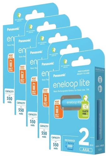 Eneloop Micro Rechargeable Batteries 550mAh AAA Ni-MH DECT Pack of 5
