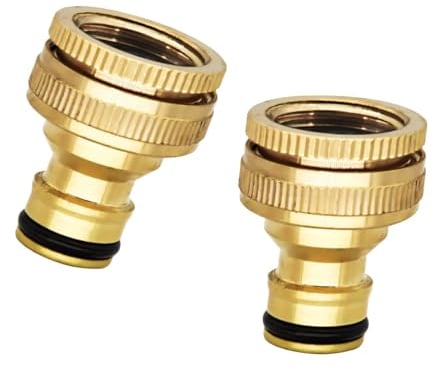 2 Pcs Hose Pipe Connector Tap Hose Connectors and Fittings Brass Adapter Hosepipe Faucet Metal Attachments Threaded Adaptor Connection Female Parts Thread for Kitchen Outside Outdoor Garden Indoor