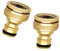 Lot de 2 connecteurs de tuyau de robinet et raccords en laiton - Adaptateur de tuyau d'arrosage pour robinet - Fixations métalliques filetées - Pièces femelles - Filetage pour cuisine, extérieur,