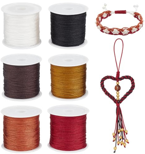 PH PandaHall Cuerda de nailon de 274 m, 6 colores, 0,8 mm, hilo chino anudado, cuerdas de nailon para pulseras de la amistad, atrapasueños, collares, artesanía de macramé