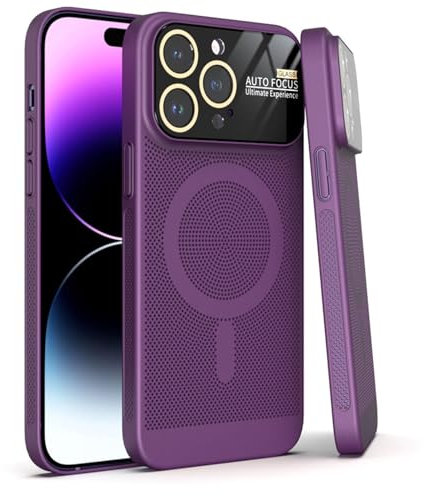 MOHDHAF- Magnetische Hülle Für iPhone 14 Pro Max 14 Pro 14 Plus 14 Unterstützt Drahtloses Aufladen Handyhülle Mit Bildschirm-Kamera-Schutz Anti-Fingerabdruck Schutzhülle(Purple,14 6.1)
