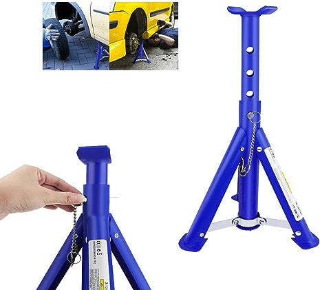 3-Tonnen-Wagenheber, Unterstellböcke aus Stahl, Hebebühne, Hochleistungs-Stützfahrzeug-Bodenratsche für Garage, Werkstatt, Auto, Transporter, zusammenklappbarer Bodenheber, 2 Stück, 4 höhenverstellb