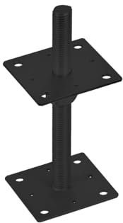 GRUNDLINE - Pfostenträger höhenverstellbar 50 bis 200 mm- Pfostenträger aufschrauben - Stützenfuß - Pfostenanker - Aufschraubhülse - Anker - Gewindestange M24-250 mm - Ankerplatte 100x100x4 mm