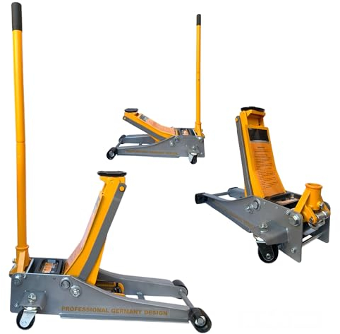 Crick Sollevatore Auto Martinetto Idraulico 5 Tonnellate Cric 5 Ton Professionale per Auto Assetto Basso Ribassato e ruote bidirezionali a cuscinetto per veicoli, auto alzata doppio pistone