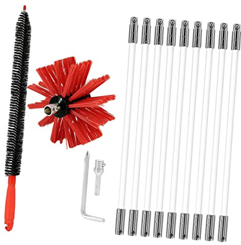 ULDIGI Brosse Intérieure Flexible pour Tuyaux De Cheminée 410 * 9 Tête Rouge en Nylon Résistante à La Corrosion Accessoires De Nettoyage pour Sèche-Linge pour Conduits Difficiles à Atteindre