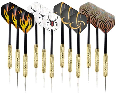 Tcdwla Dartpfeile Metallspitze,18g Darts Flights,12 Stück Steeldarts Profi,Cooler Laser Dartschwanz, Abnehmbare Metallspitze + Rutschfester Schaft,Geschenke Für Dartspieler Weihnachten