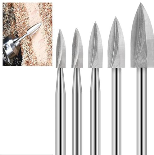 5PCS HSS Gravierwerkzeug, Holz Fräser Set für Dremel Rotationswerkzeuge Zubehör für Holz Schnitzen, Bohren