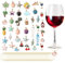 APKOL 40 piezas Marcadores de Copas, Tema oceánico metálico Marcadores de Bebidas para Copas de Cóctel, Champán, Marcadores Reutilizables para Vasos de vino, Etiquetas Decorativas para Fiestas