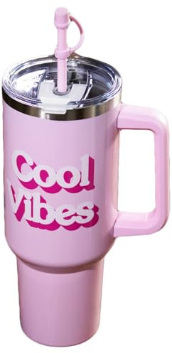 Stainless Steel Drinks Tumbler 1.2L Double Wall Insulated Travel Bottles Cup Mug (Pink Cool Vibes)