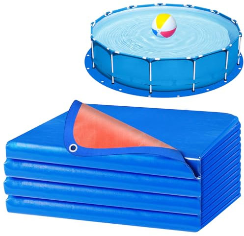 15 Ft Pool Liner Pad for Round Above Ground Pools, Thickened Pool Mat Tarp for Under Pool, Dual-Color Pool Ground Pad Cloth Floor Mat for Pool Bottom, Puncture Protection & Extend Liner Life
