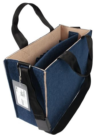 SIGEL BA420 Desk Sharing Bag Classic, Organizer für mobiles Arbeiten, absolut sicherer Stand: für Laptop bis 15,4 Zoll und Unterlagen, Synthetischer Filz, blau-beige, Medium 36 x 15 x 28 cm