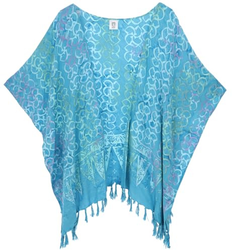 GURU SHOP Kurzer farbenfroher Sommer Kimono, Kaftan, Strandjacke, luftig | 100% Viskose, weit geschnitten, bequem, ideal für Strand und Freizeit, vielseitig kombinierbar.