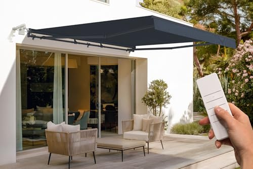 Cazeboo Tenda da sole motorizzata semicassonata FAZZIO 4x3m, grigia