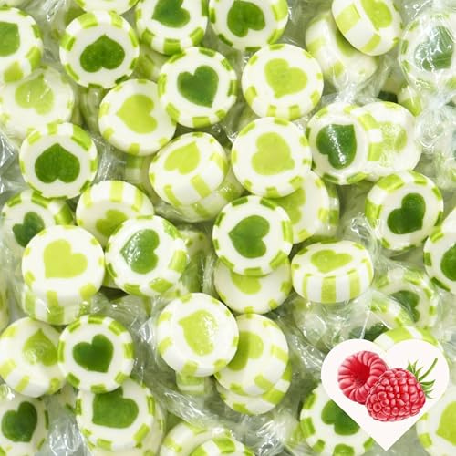 EinsSein Herzbonbons grün-hellgrün-weiß 500g | Handgemachte Rocks Bonbons einzeln verpackt | Süßigkeiten & Gastgeschenke für Ostern Hochzeit Taufe Gender Reveal Kindergeburtstag | Essbare Tischdeko