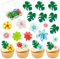 83 Stück Esspapier Tortendeko, 35 Essbare Blumen für Torte, 48 Essbare Blumen für Torte, Geburtstag Tortendeko, Hawaiianischer Dschungel Geburtstagsparty Dekorationen für Cupcakes, Geburtstagstorten