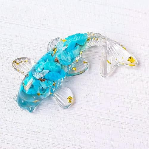 10Pcs Natürliche Blau Türkis Quarz Kristall Kies Koi Fisch Epoxy Ornament