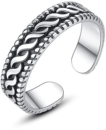 Paar breiter Daumenring - Vintage -Gravur -Hanf Seilstapelbarer Fingerring, verzweifeltem festverstellbarer Ring, Geschenke für weiblich