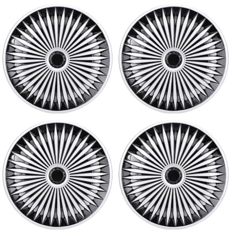 Ausla R17 Radkappen Radzierblenden, Satz von 4 Stylischen ABS Snap-On Felgenabdeckungen 17 Zoll Radkappen-Set Universelle Passform für Auto LKW SUV (Silberschwarz)