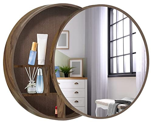 CVERTHAF Armario de baño Moderno con Puerta corredera Redonda y Almacenamiento, botiquín de Madera Maciza para decoración de Sala de Estar.