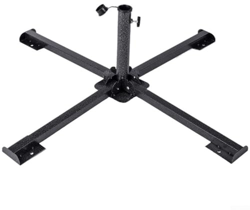 Faltbarer Schirmständer aus robustem Stahl, Bodenstütze, Sonnenschirmhalter mit verstellbarem Stangendurchmesser für Garten, Terrasse, Strand, Camping, schwarz