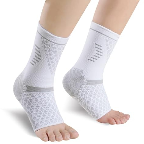 NuCamper Tobillera para Esguince, 2pcs Soporte y Compresión, Tobillos Elástico Transpirable, Comoda, Lesiones Deportivas Fascitis Plantar Tendinitis de Aquiles Daño de Ligamentos, Mujere y Hombre