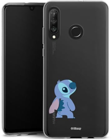 Silikon Hülle kompatibel mit Huawei P30 Lite New Edition Case transparent Handyhülle Lilo & Stitch Fanartikel Disney