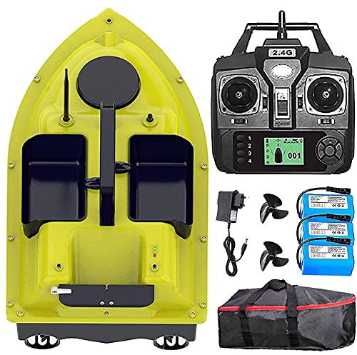 LJCSSD Bateau Amorceur Peche Carpe, Bateau Amorceur Peut Transporter 2kg D'appat Grande Capacité 5200mAh Batterie, Fishing Bait Boat - Cadeau pour Adultes et Enfants 3×5200mAhBattery