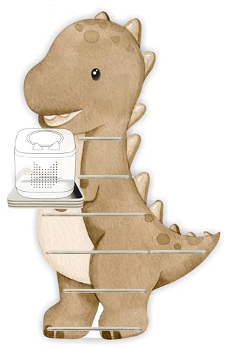 Farbklecks-Collection Tonie Regal Dino braun, Standard Set | Wandregal für bis zu 35 Hörfiguren, Maße 48 x 77 cm, mit speziellem Ablagefach kompatibel mit Toniebox 2