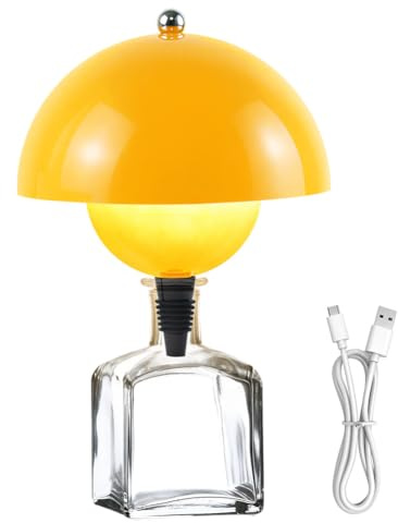 CEWROM Wiederaufladbare Flaschenlampe Aufsatz LED Aufladbar, 3 Einstellbare Farbtemperaturmodi, Touch Flaschen-Lampe, Kabelloses USB Aufladbar Tischlampen, für Restaurant, Schlafzimmer, Garten (Gelb)