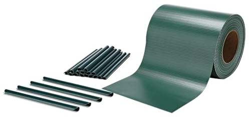 Mucola Sichtschutzstreifen für Doppelstabmatten PVC 35 m x 19 cm Grün | Zaunfolie blickdicht 450 g/m², UV-beständig, witterungsfest, Wind- und Blickschutz für Gartenzaun, inkl. Befestigungsclips