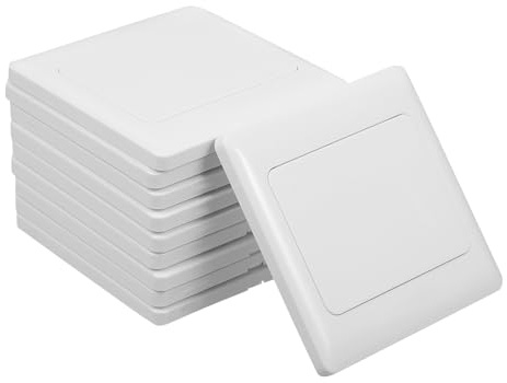 SHINEOFI Lot de 10 Plaques Murales d'Interrupteur et Cache-Prises Doubles Ignifuges Boîte de Jonction Intégrée, Design Blanc Polyvalent pour Rénovation et Décoration Intérieure