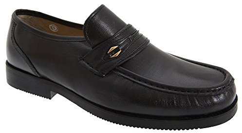 Mens Mens Basics Tycoons Leather - Black Leather, Mens UK 6 / EU 40