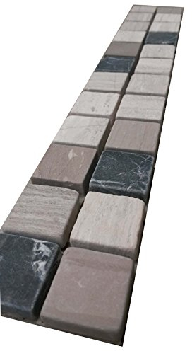 Marmor Mosaik Bordüre Grau / Schwarz 4,8x30 cm 8 mm Naturstein Matte Fliesen B570