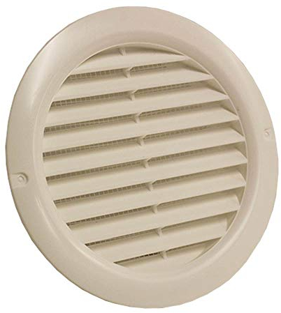 Kair White Circular Vent 158mm Dimension Wall Grille with Fly Screen and 125mm - 5 inch Round Rear Spigot